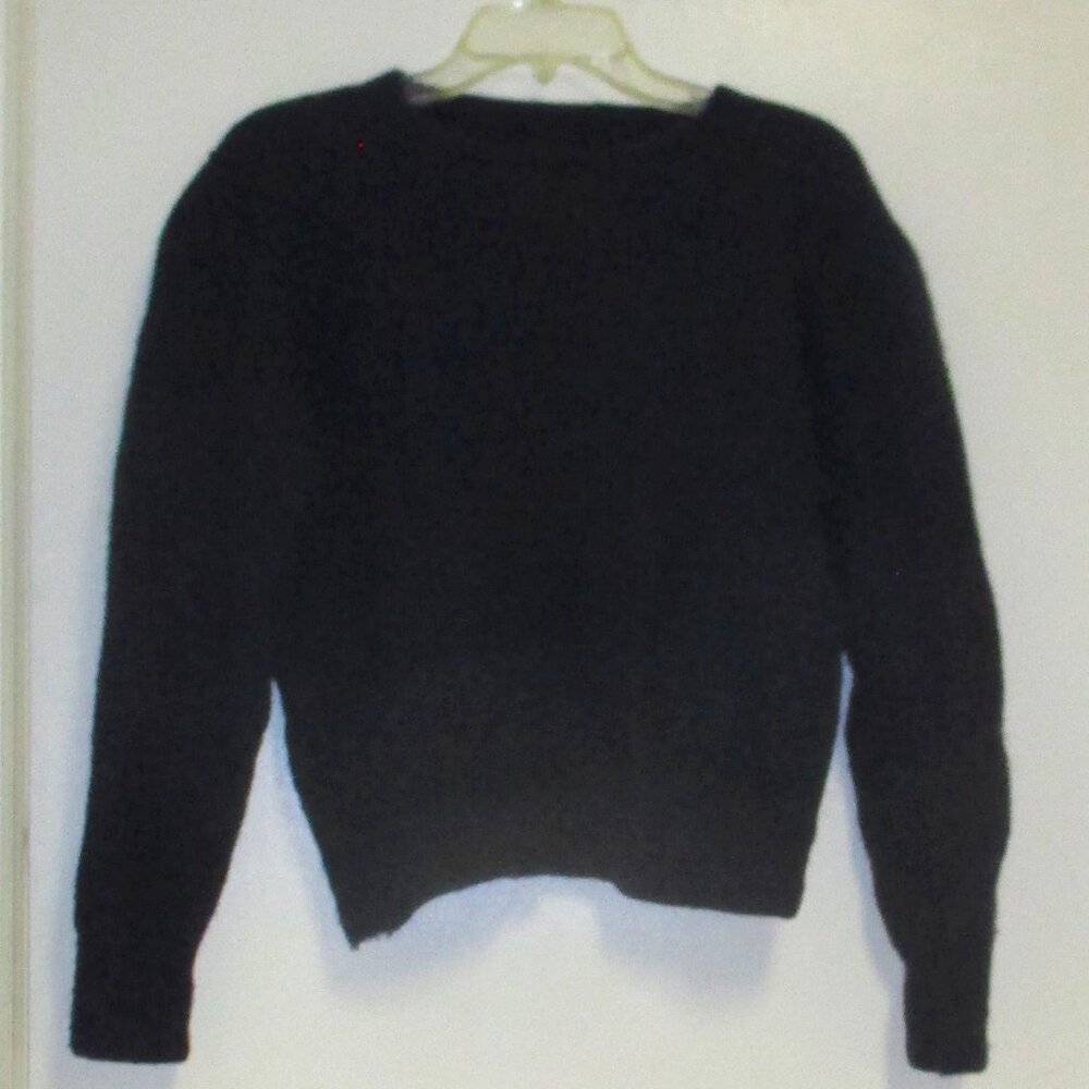 Sweater - Handmade Round Neck Pull Over Sweater Knitted Black Large 1970’s